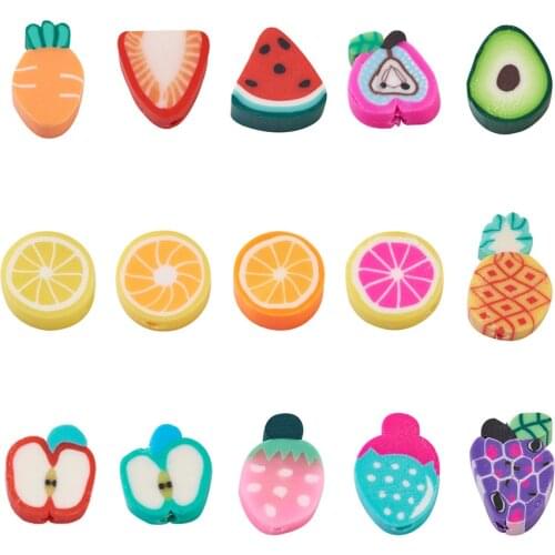 Pandahall 225pcs Mixed Color Fruits Polymer Clay Beads Strawberry Apple Clay Spacer Heishi Beads for Jewelry Making DIY Handmade