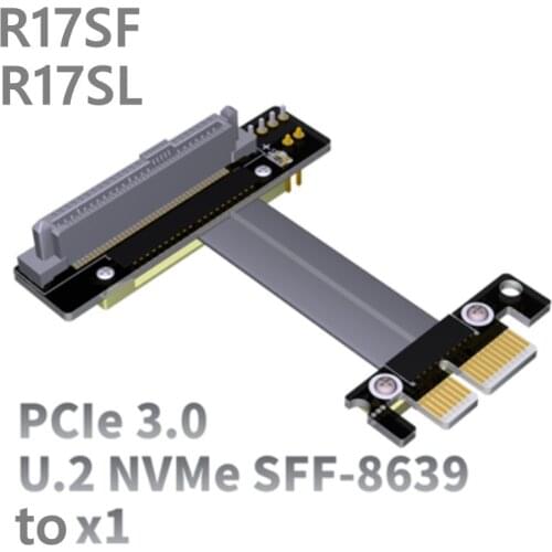PCIE 1X Converter U.2 Interface U2 to PCI-E 3.0 x1 SFF-8639 NVMe Solid State Extension Data Cable Gen3 Flexible Flat Cable SSD