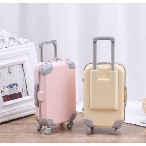 1 PC Plastic Mini 3D Travel Suitcase Luggage Doll Accessories Furniture Kids Toys Play House Train Suitcas For Baby Doll Gift