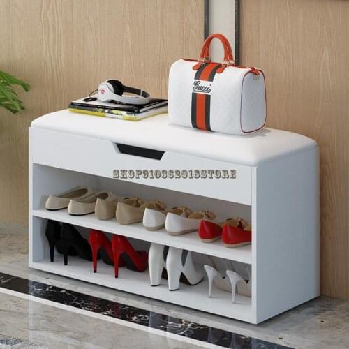Changing Shoes Stool Household Entrance Shoe Cabinet Wearing Shoes Stool Multifunctional Wooden Stool Cushion Can Sit On Long