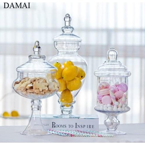 Nordic Glass Jars with Lid Decorative Transparent Large Candy Snacks Tank Jewelry Storage Jar Living Room Decoration Ornaments