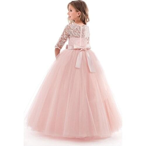 Wedding and Party Dresses Evening Christmas Girl long Costume Princess Kids Bridesmaid Lace Girls Dress For Children Fancy 6-14Y