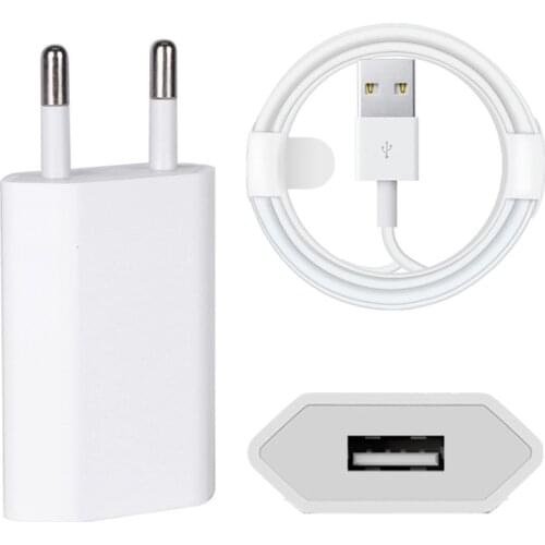 1M USB Charging Cable and EU Wall Plug Charger Adapter for iPhone 7 8 6 6S Plus X XR XS Max 11 Pro MAX 5 5S SE USB Data Cable
