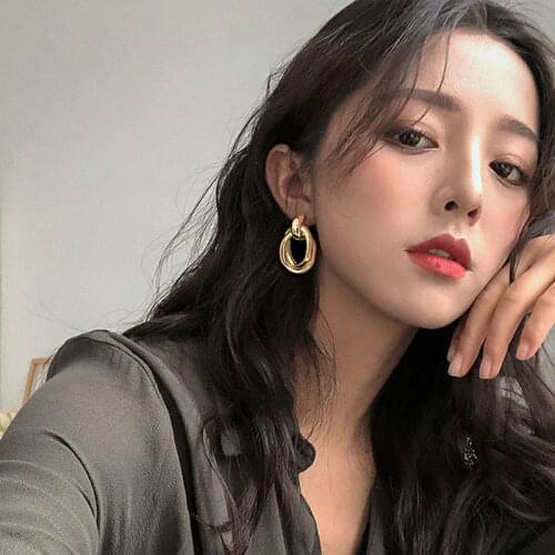 Vintage Unusual Earrings For Women Big Geometric Design Hanging Earrings Gold Color Kshmir Punk Earrings 2021 Tend Metal Jewelry