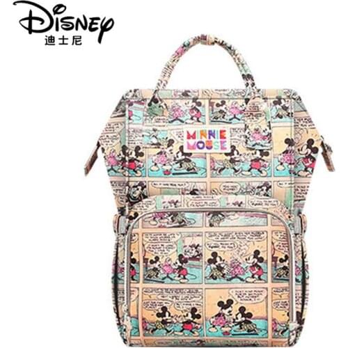 Disney Genuine Mummy Diaper Bag Maternity Bags Women Mickey Backpack Large Capacity Waterproof Lady Shoulder Hobos Bottle Warmer