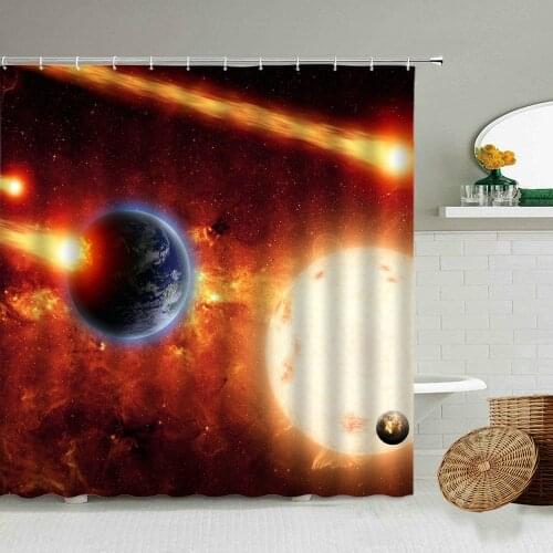Earth Universe Starry Sky Shower Curtain Bathroom Decoration Waterproof Polyester Cloth window curtains Scenery Night screen