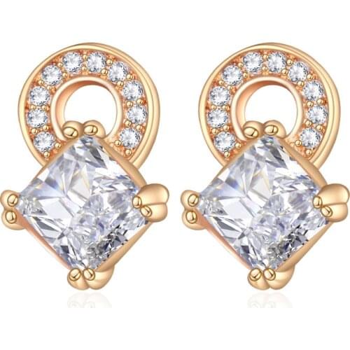 Romanric Cubic Zirconia Stud Earrings for Women Gold Geometric Small Earrings Wedding Party Jewelry Accessories Gifts