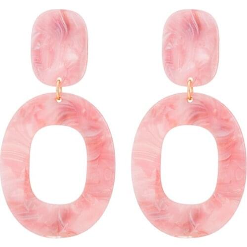Women Fashion Earrings Acrylic Plate Texture Earrings Geometric Ellipse Retro Earrings Party Jewelry Dangel Earrings