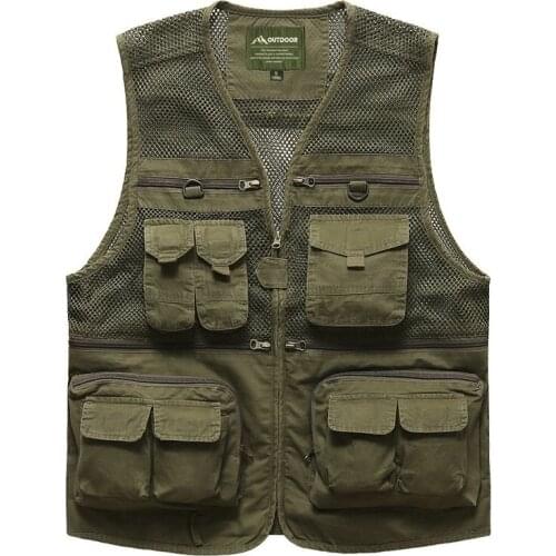Coat Fashion Mens Summer Photographer Waistcoat Mesh Work Sleeveless Jacket Tool Many Pocket Vest Male