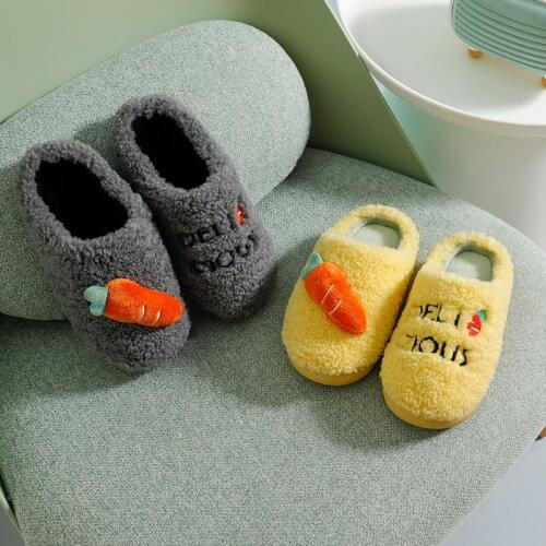 Winter Ladies Fashion House Warm skitty plush slide slipper No-Slip on Flats Female Shoes cozy home furry slippers
