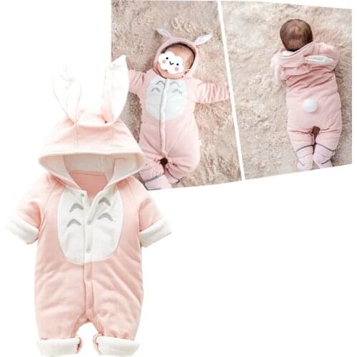 Winter Baby Rompers 100% Cotton Newborn 0-18M Infant Boy Girl Autumn Warm Hooded Cartoon Overalls Clothes Infantil Overalls