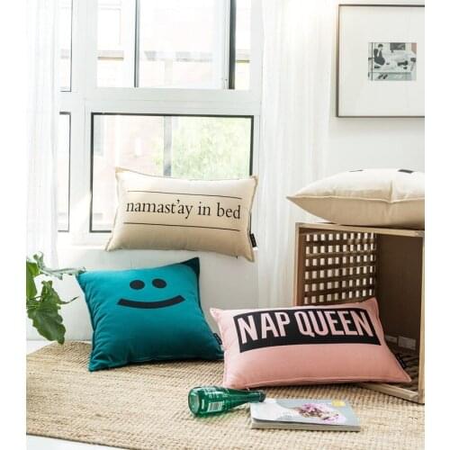 35x55/45x45cm Cotton canvas sofa letter printed pillowcase cushion cover lumbar pillow cover backrest home decor