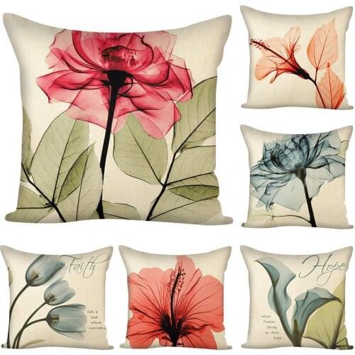 45x45cm Transparent Flower Throw Pillow Case Cushion Cover Home Car Sofa Decor