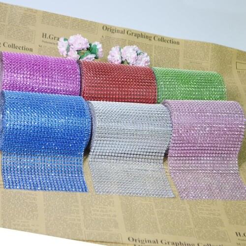 5yards 7Colours Mesh Trim Bling Diamond Wrap Cake Roll Tulle Crystal Ribbons Wedding Decorations Birthday Event Party Favor