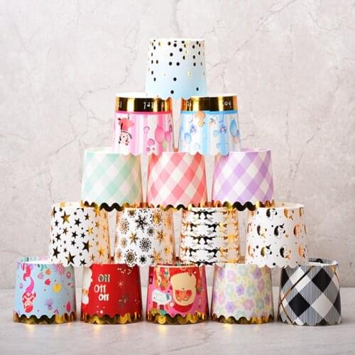 50 Pcs Gilded Muffin Cupcake Paper Cups Cake Decorating Tools Baking Accessories Cupcake Mold Festive Packaging For Holidays