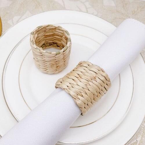 6pcs Hotel western food woven straw napkin button napkin ring