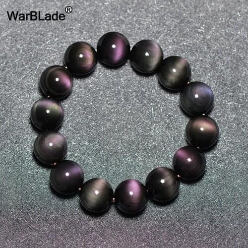 WBL Natural Stone 6A Green Eyes Obsidian Bracelets Bangle Jewelry 6mm 8mm 10mm 12-20mm Stone Round Beads Bracelet For Men Women