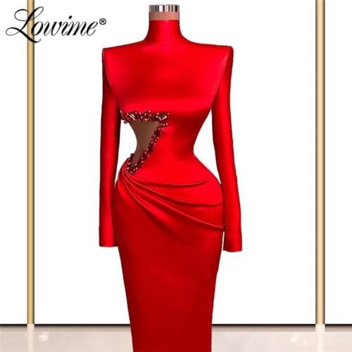 Lowime Dubai Formal Long Muslim Evening Dress Long Sleeve High Neck Elegant Women Arabic Party Dresses For Wedding Vestido Festa