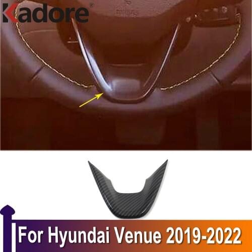 For Hyundai Venue 2019 2020 Carbon Fiber Car Steering Wheel Decoration Cover Trim Sticker Auto Styling Interior Car Accessories