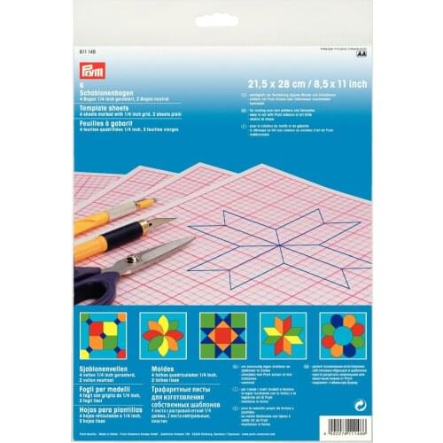 Germany Prym 611148 Template sheets, 4 sheets marked with 1/4 inch orld, 2 sheets plain, manual DIY,sewing accessories,patchwork
