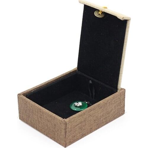 Brown Retro Linen Fashionable Jewelry Box Copper Coin Tassel Wooden Sign Lettering Ring Long Chain For Wemen Birthday Gift