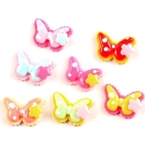 LF 50Pcs 20x15mm Mixed Butterfly Resin Cabochon Flatback Decoration Crafts Embellishments For Scrapbooking Diy Accessories