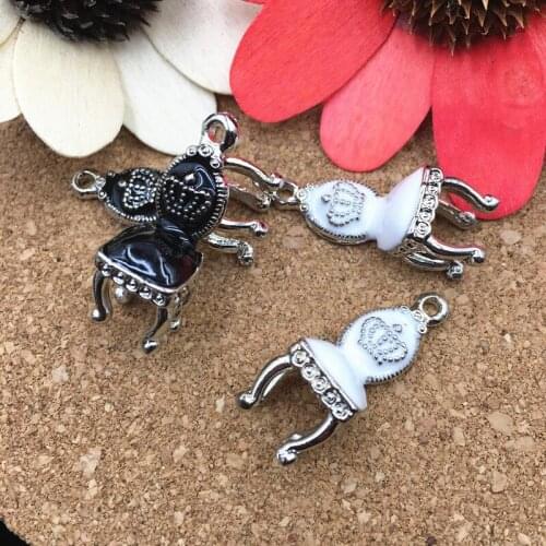 Wholesale 6PCs/Lot 26*10MM 3D Royal Chair Pendant Charms Silver Tone Enamel Alloy DIY Jewelry Bracelet Necklace Charm