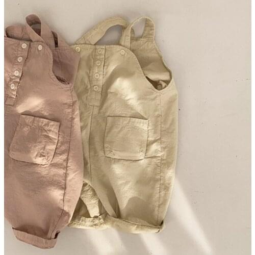 2020 autumn childrens clothing new boys and girls fashion pocket buckle cotton casual suspender trousers