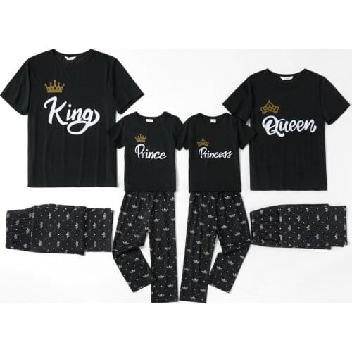 PatPat Mosaic Letter Print Family Matching Pajamas Sets（Flame Resistant