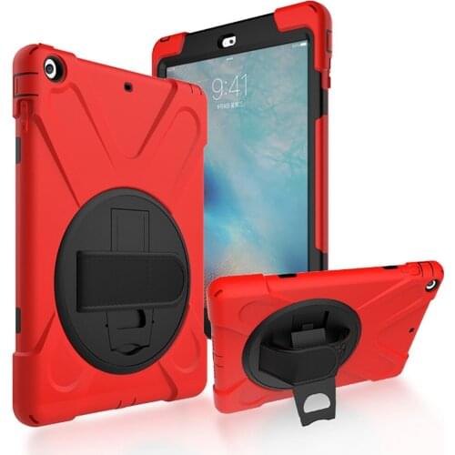 Case Cover For iPad Air 2013 release A1474 A1475 A1476,for Kids Shockproof Hybrid Rubber Hard Protective Shell+stand+hand strap
