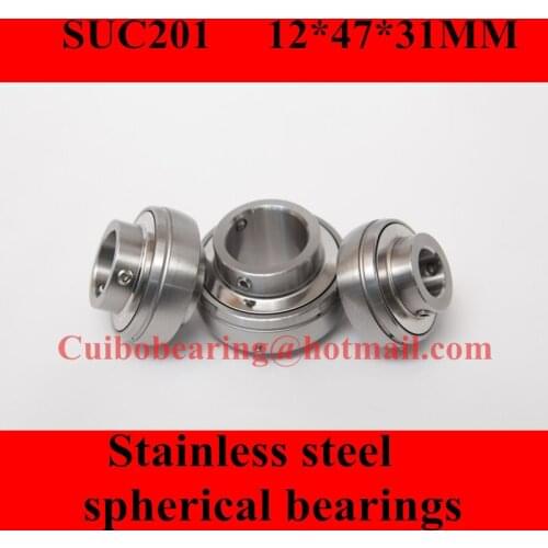 Freeshipping Stainless steel spherical bearings SUC201 UC201 12*47*31mm