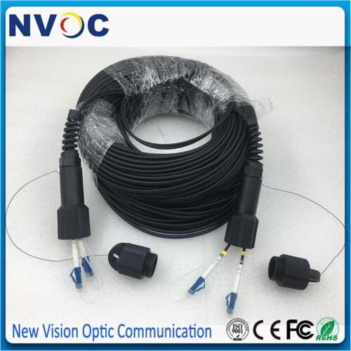 SM,2Cores,G657A,Armored Black LSZH Cable,3.0mm,2Fiber PDLC-PDLC 60/70/80/90/100M LC-LC Fiber Armored Optic Patch Cord Cable