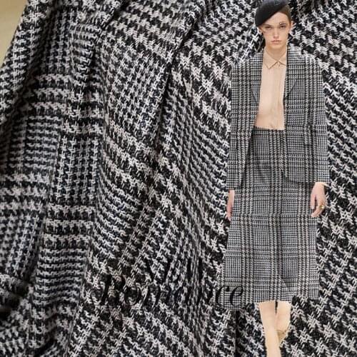 The cloth 650g/m Plaid Tweed Thicken 100%Polyester Garment Materials Winter Overcoat DIY clothes fabrics Freeshipping