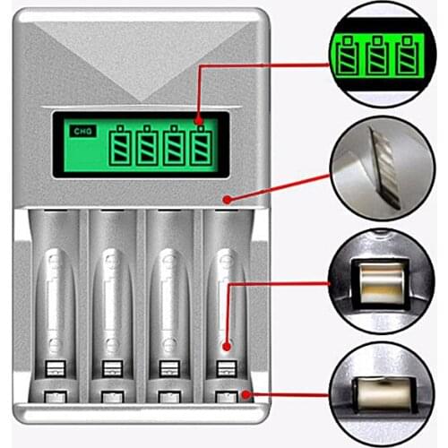 4 Slots LCD display Smart battery Charger for AA AAA Rechargeable Battery 1.2V NI-MH NI-CD battery batteries