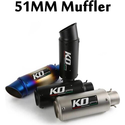 51mm Universal Exhaust System Muffler Baffles Tail Pipe Stainless Steel Carbon Fiber Slip On Modified Motorcycle Street Bike