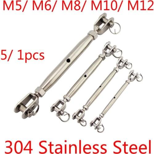 304 Stainless Steel M5/ M6/ M8/ M10/ M12 Sailboat Rigging Screw Closed Body Jaw/Jaw Turnbuckle 5/1pcs