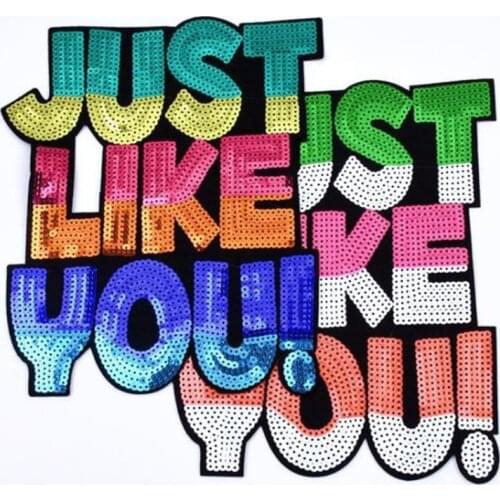 T shirt Women patch sequins 268mm JUST LIKE YOU! deal with it biker patches for clothing stickers 3d t shirt mens free shipping