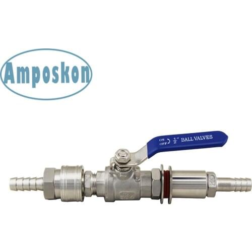 1 Set New Hot High Quality Homebrew Weldless Kettle Valve Kit 1/2 BSP With Quick Disconnect Stainless Steel Outdoor Accessories