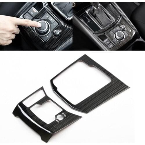 1set Titanium Interior Gear Shift Frame Cover Trim For CX-5 CX5 2017-2018