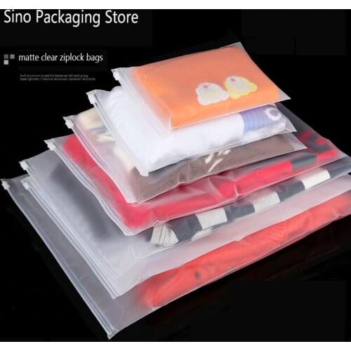 10pcs/lot Matte Clear Plastic Storage Bag Ziplock Travel Bags Valve Slide Seal Packing Pouch For Cosmetic Clothing Zip Lock 60XX