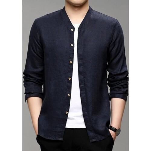 2021 Camisa Cotton Linen Shirt Men Brand Clothing Men Shirt Long Sleeve White Shirts For Men Chemise Homme Mens Shirts KK3626