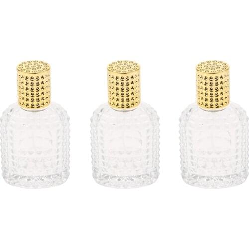 3pcs Glass Perfume Bottle Sprayable Fragrance Bottle Container Travel Size Gold 50ml
