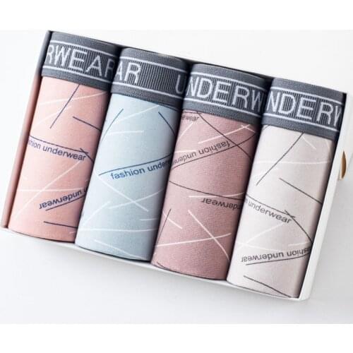 Mens Underwear Boxers Breathable Man Boxer Fashion Print Underpants Mens Brand Shorts Underwear For Men Panties 4 PCS MY294