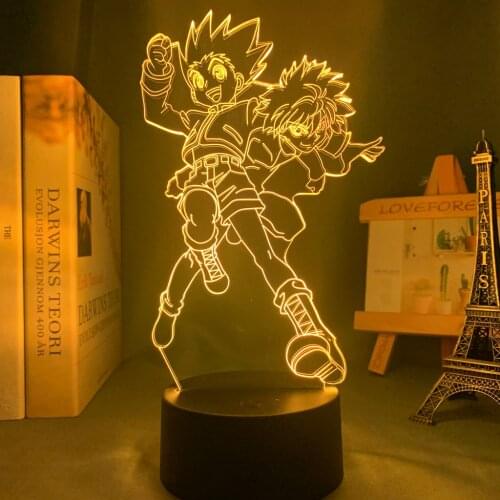 Acrylic Anime 3d Lamp Hunter X Hunter Killua and Gon for Bedroom Decor Nightlight Birthday Gift Led Night Light Manga Hxh Killua