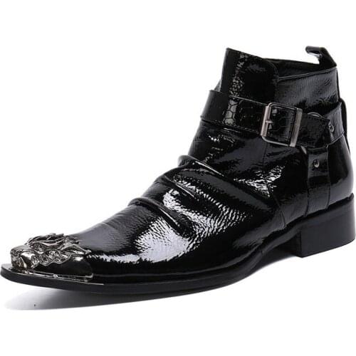 New Punk Style Genuine Leather Fashion Men Ankle Boots Retro gentleman Cowboy Chelsea Boots High-top zipper Men Dress Boots