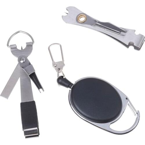 Fast Tie Nail Knotter Fly Tying Line Cutter Clipper Nipper w/ Zinger Retractor Tackle Accessories Fishing Quick Knot Tool