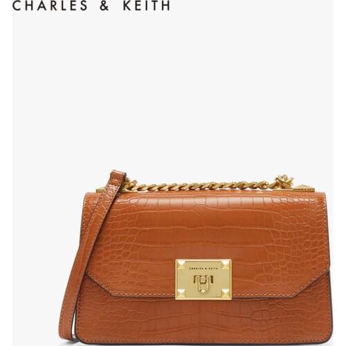 CHARLES＆KEITH Новинка на Весну2020г.CK2-80781126-2Женская сумка с Откидной крышкой, Искусственная кожа с тиснением "Крокодил"