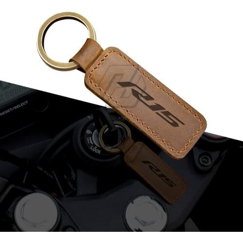 Motorcycle Cowhide Keychain Key Ring Case for Yamaha YZF-R15 R15 Motorbike Key