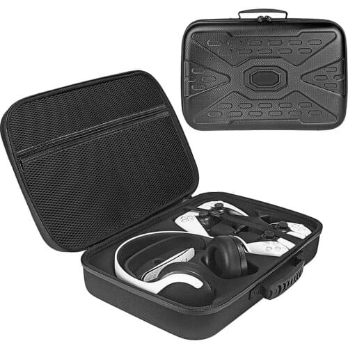 EVA Carrying Case Portable Storage Bag Waterproof Suitcase Dustproof Cloth Cover Controller Silicone Cover Kit for PS5