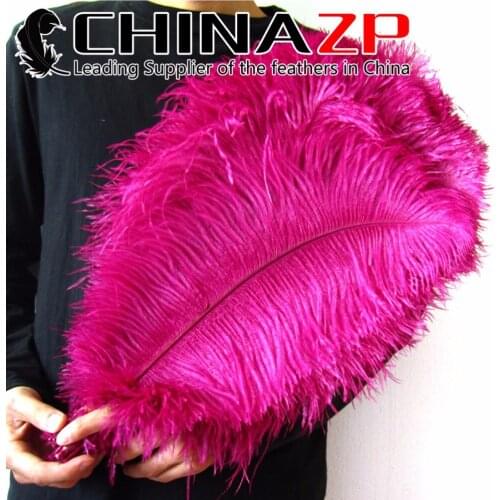 CHINAZP Factory Size 40~45cm(16~18inch) 50pcs/lot Good Quality Dyed Hot Pink Ostrich Feathers